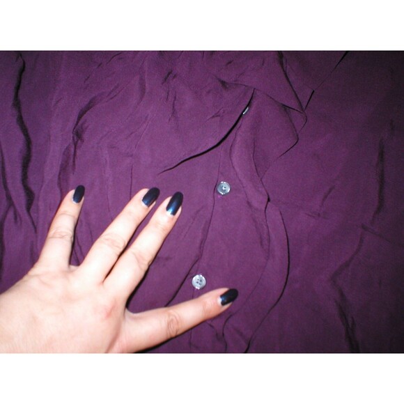 New Womens Express Top XS Dark Purple Small Nice Work School Blouse SS Viscose - Picture 7 of 10